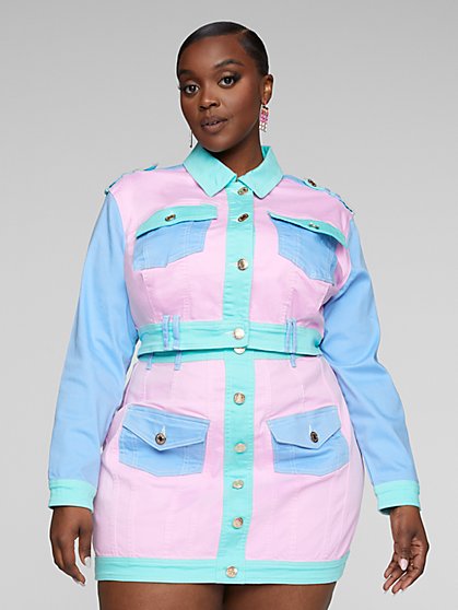 Plus Size Alicia Denim Colorblock Jacket - Fashion To Figure