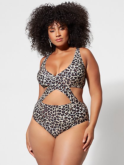 Plus Size Alicia Leopard Print One-Piece Swimsuit - Fashion To Figure