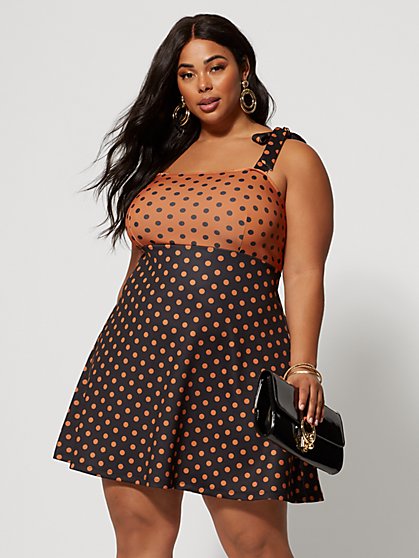 Plus Size Alicia Polka-Dot Flare Dress - Fashion To Figure