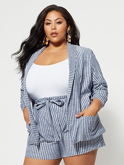 Plus Size Allie Chambray Blazer - Fashion To Figure