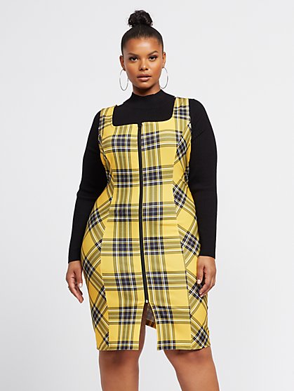 Plus Size Alma Plaid Zip-Front Dress - Fashion To Figure
