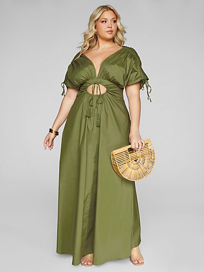 Plus Size Alyssa Cutout Ruched Waist Maxi Dress - Fashion To Figure