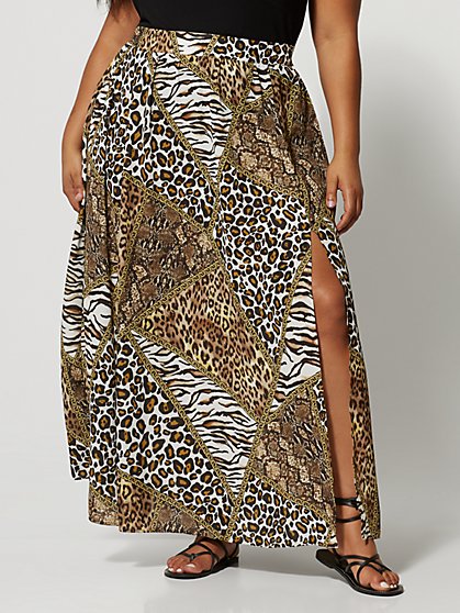 Plus Size Ambree Animal Print Maxi Skirt - Fashion To Figure