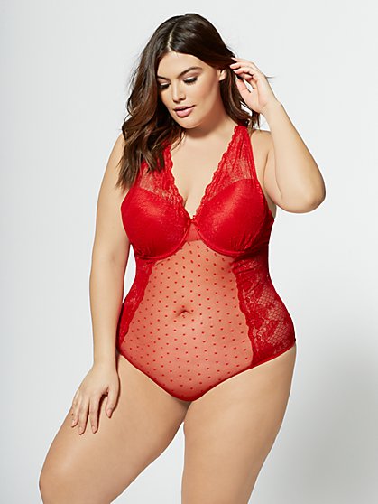 Plus Size Amelie Lace Lingerie Teddy Bodysuit - Fashion To Figure