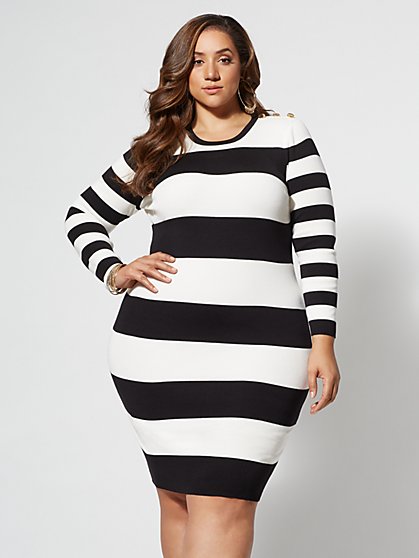 Plus Size Amy Striped Sweater Dress - Fashion To Figure