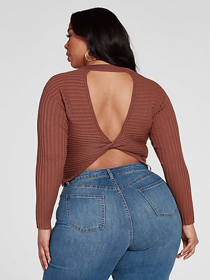 Plus Size Ana Twist Back Detail Sweater - Fashion To Figure