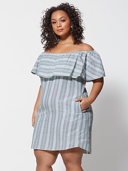 Plus Size Anabel Off Shoulder Ruffle Dress - Fashion To Figure