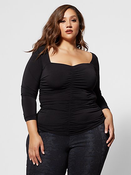 Plus Size Anaise Fitted Ruched Top - Fashion To Figure