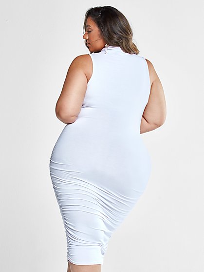 plus size white sleeveless dress