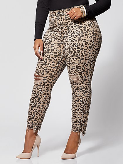 Plus Size Animal Print Mid-Rise Skinny Jeans - Fashion To Figure