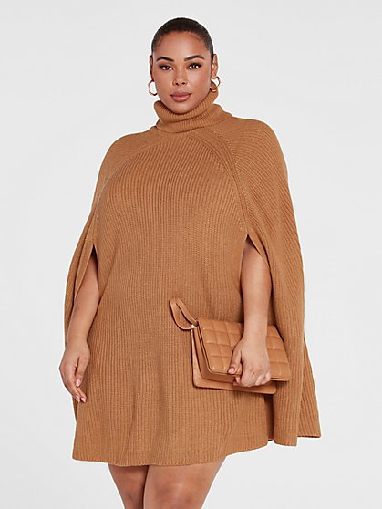 Plus Size Annalise Cape Sweater Dress - Fashion To Figure