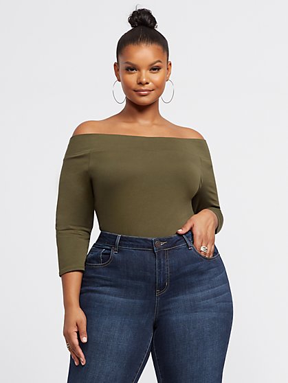 Plus Size Annie Off Shoulder Tee - Fashion To Figure