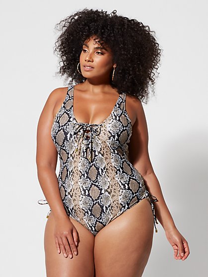 Plus Size Ari Snake Print One-Piece Swimsuit - Fashion To Figure