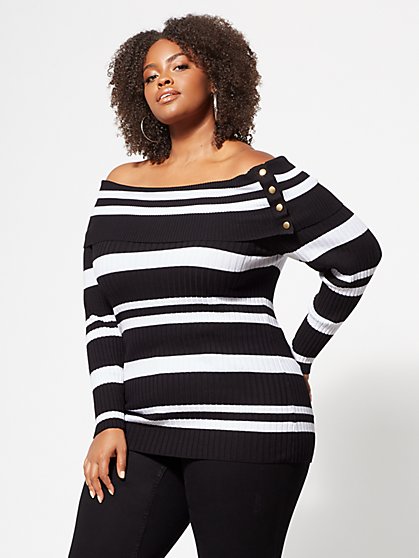 Plus Size Aria Snap-Button Sweater - Fashion To Figure