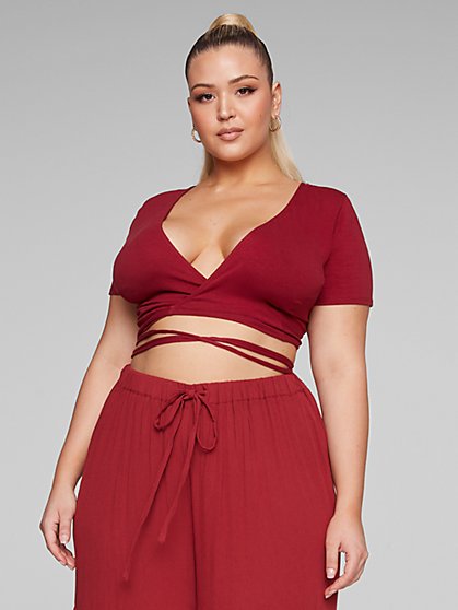 Plus Size Ariella Crop Top with Waist Ties - Fashion To Figure