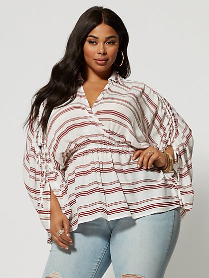 Plus Size Aryella V-Neck Peplum Top - Fashion To Figure