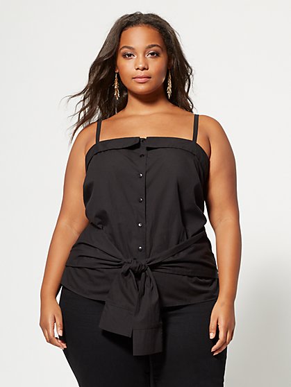 Plus Size Ashleigh Tie-Front Tank Top - Fashion To Figure