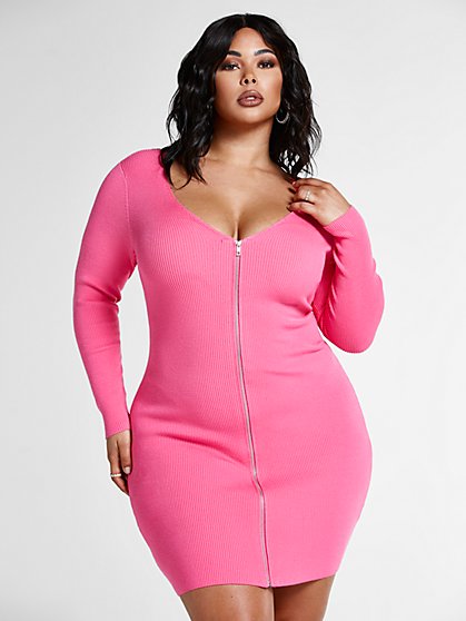 plus size zip up dress