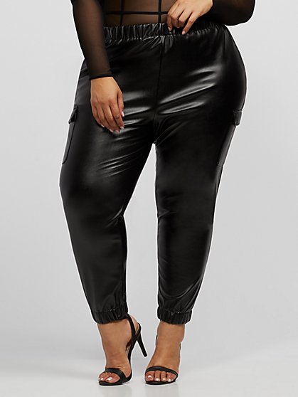 faux leather joggers plus size