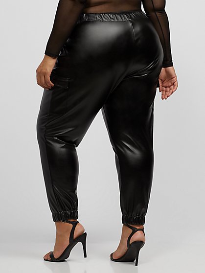 plus size leather jogger pants