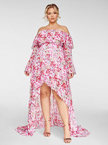 Plus Size Aurelie Floral Print Hi-Low Dress - Fashion To Figure