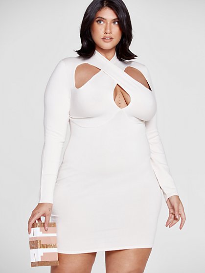 Plus Size Ava Criss Cross Front Sweater Dress - Fashion To Figure
