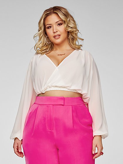 Plus Size Beatrice Surplice Cropped Top - Fashion To Figure