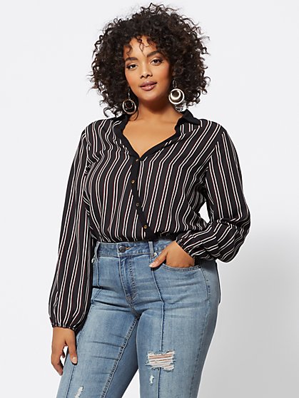 Plus Size Becca Striped Bodysuit - Fashion To Figure