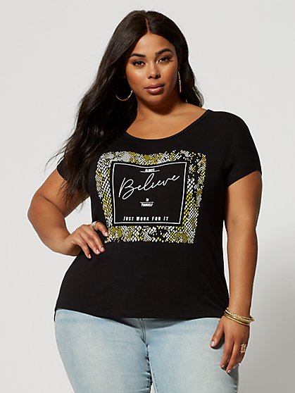 Plus Size Believe Lazer Cut Tee - Fashion To Figure