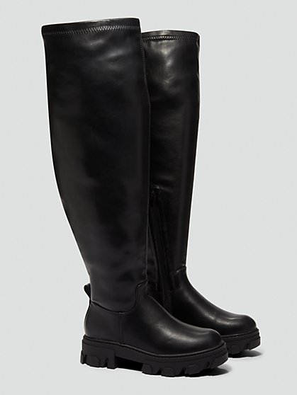 Plus Size Belinda Over-The-Knee Lug Sole Boots - Fashion To Figure