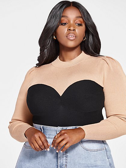 Plus Size Bethany Colorblock Pullover Sweater - Fashion To Figure