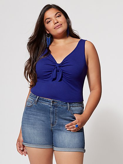Plus Size Bianca Tie-Front Crop Top - Fashion To Figure