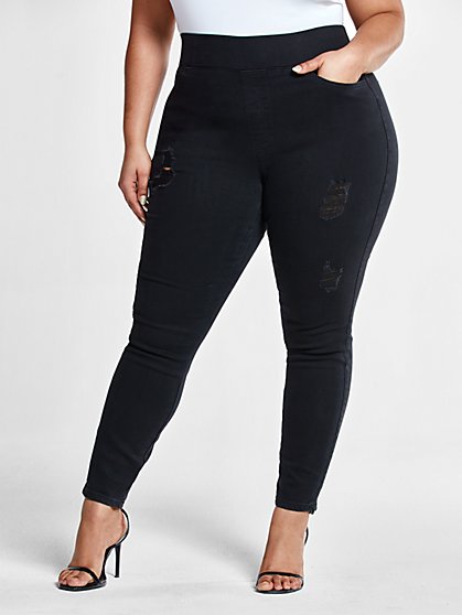 Plus Size Black High-Rise Destructed Jeggings - Fashion To Figure
