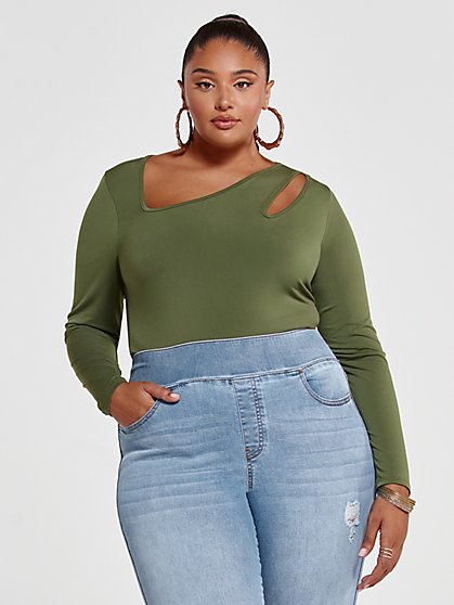 Plus Size Blaire Fitted Cut-Out Top - Fashion To Figure