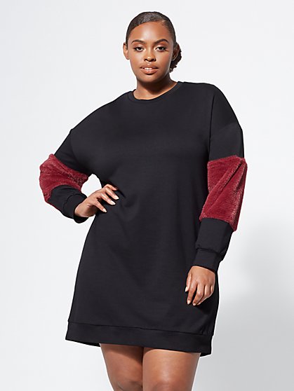 Plus Size Blakely Faux-Fur Trim Dress - Fashion To Figure