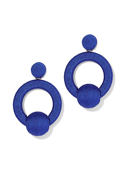 Plus Size Blue Wrapped Hoop Drop Earring - Fashion To Figure