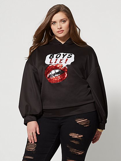 Plus Size Boys Lie Scuba Hoodie - Fashion To Figure