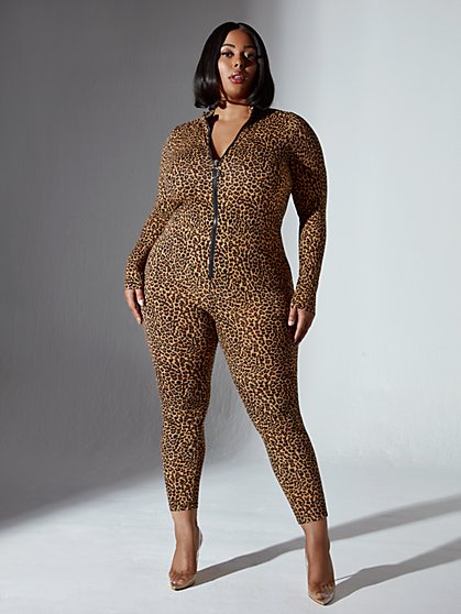 Plus Size Brandee Cheetah Print Catsuit 