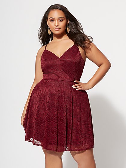 Plus Size Brandy Lace Flare Dress - Fashion To Figure
