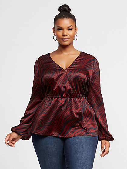 Plus Size Brandy Zebra Peplum Blouse - Fashion To Figure