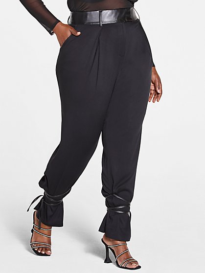 Plus Size Brenda Belted Pants with Ankle Ties - Fashion To Figure