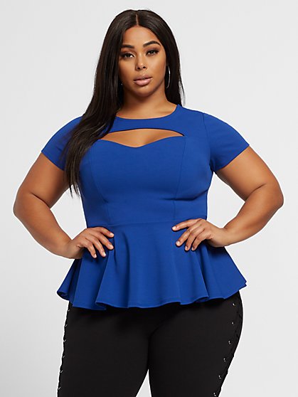 Plus Size Brettany Cut-Out Peplum Top - Fashion To Figure