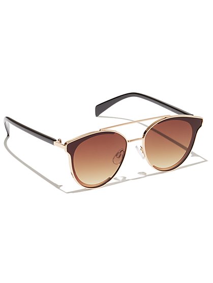 Plus Size Brow Bar Round Sunglasses - Fashion To Figure
