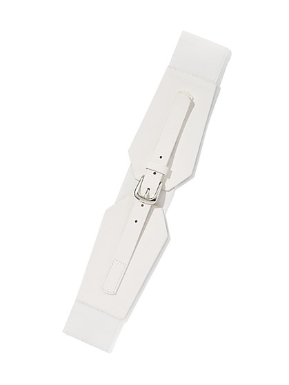 Plus Size Buckle White Corset Belt - Fashion To Figure
