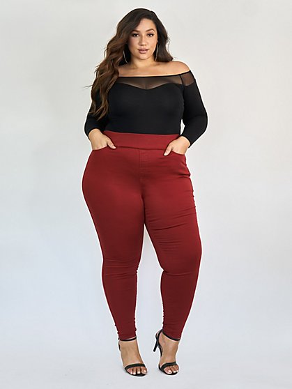 plus size burgundy jeggings