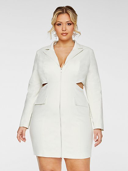 Plus Size Camella Linen Cutout Blazer Dress - Fashion To Figure