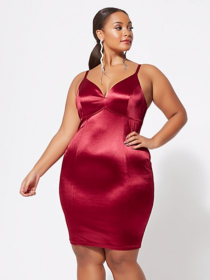 Plus Size Camille Satin Bodycon Dress - Fashion To Figure