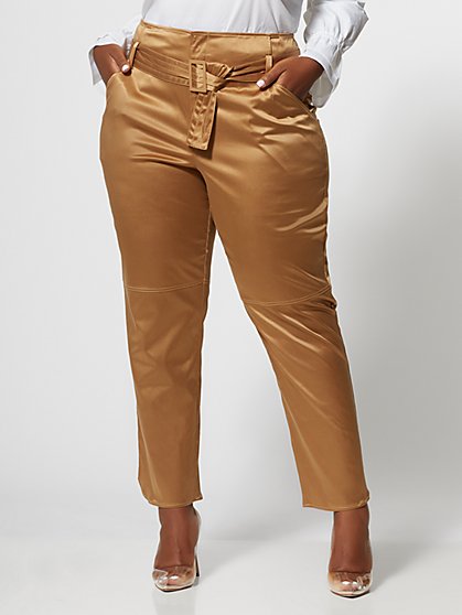 Plus Size Carine Satin Belted Pant - Fashion To Figure