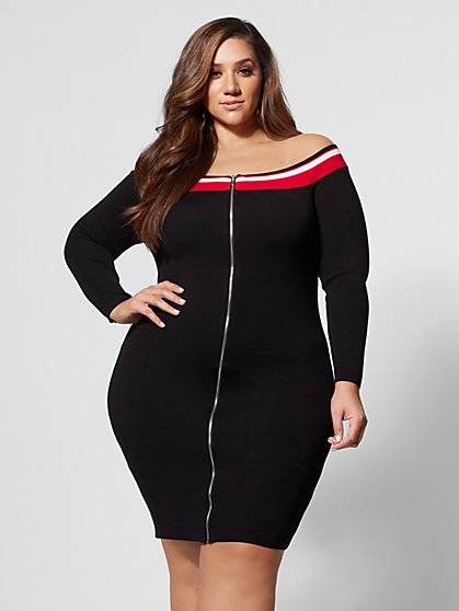 Plus Size Carla Off-Shoulder Sweater Dress - Fashion To Figure
