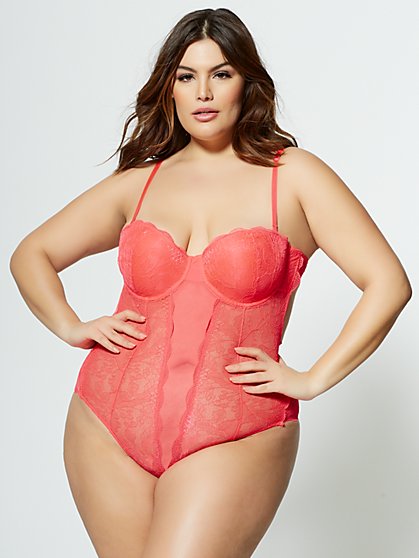 Plus Size Carlotta Lace Lingerie Bodysuit - Fashion To Figure